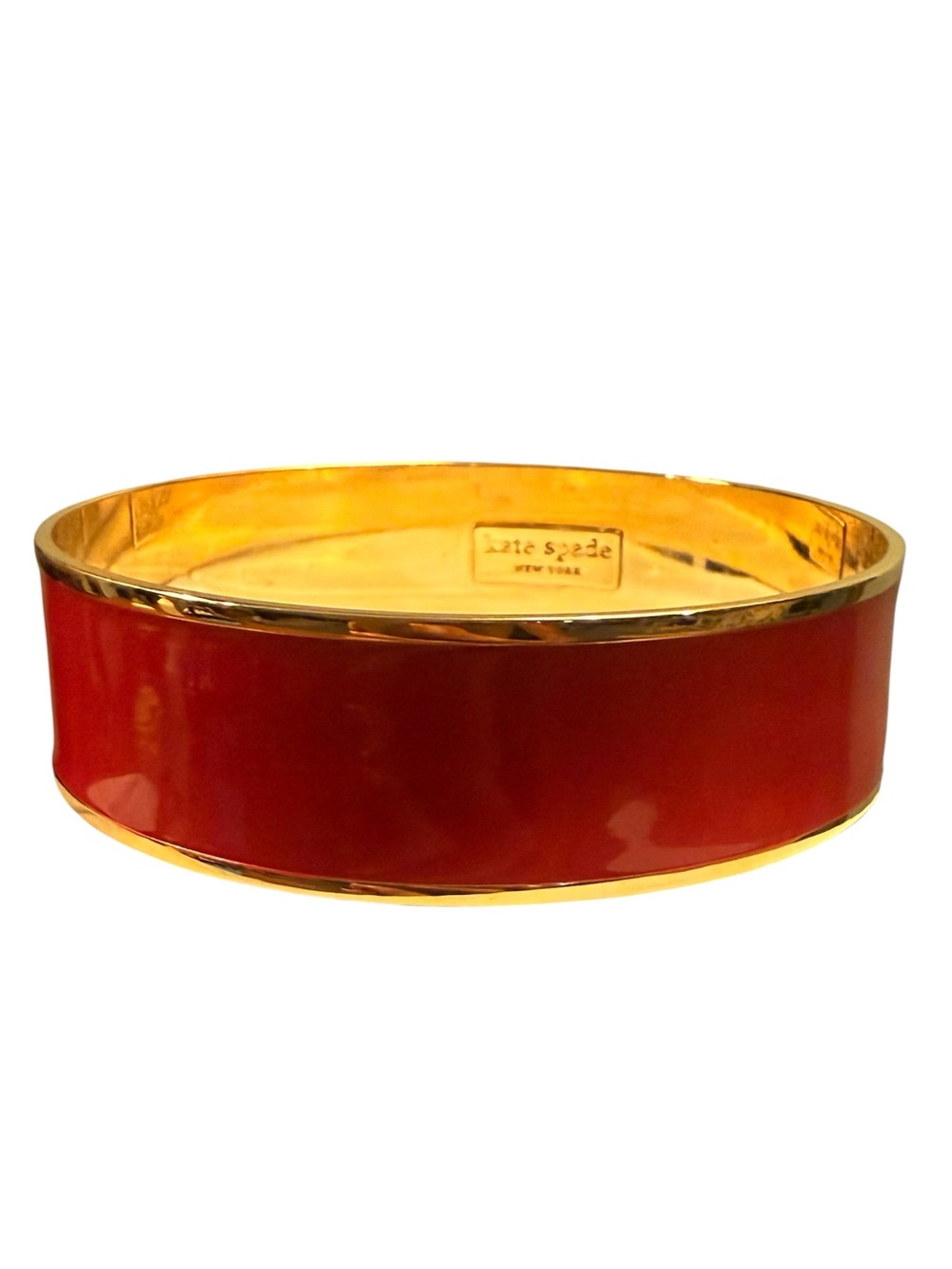 kate spade Red Enamel and Gold-Tone Bangle Bracelet .5” w/ Dustbag